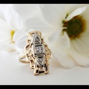 10kt Gold and white gold Art Deco Ring